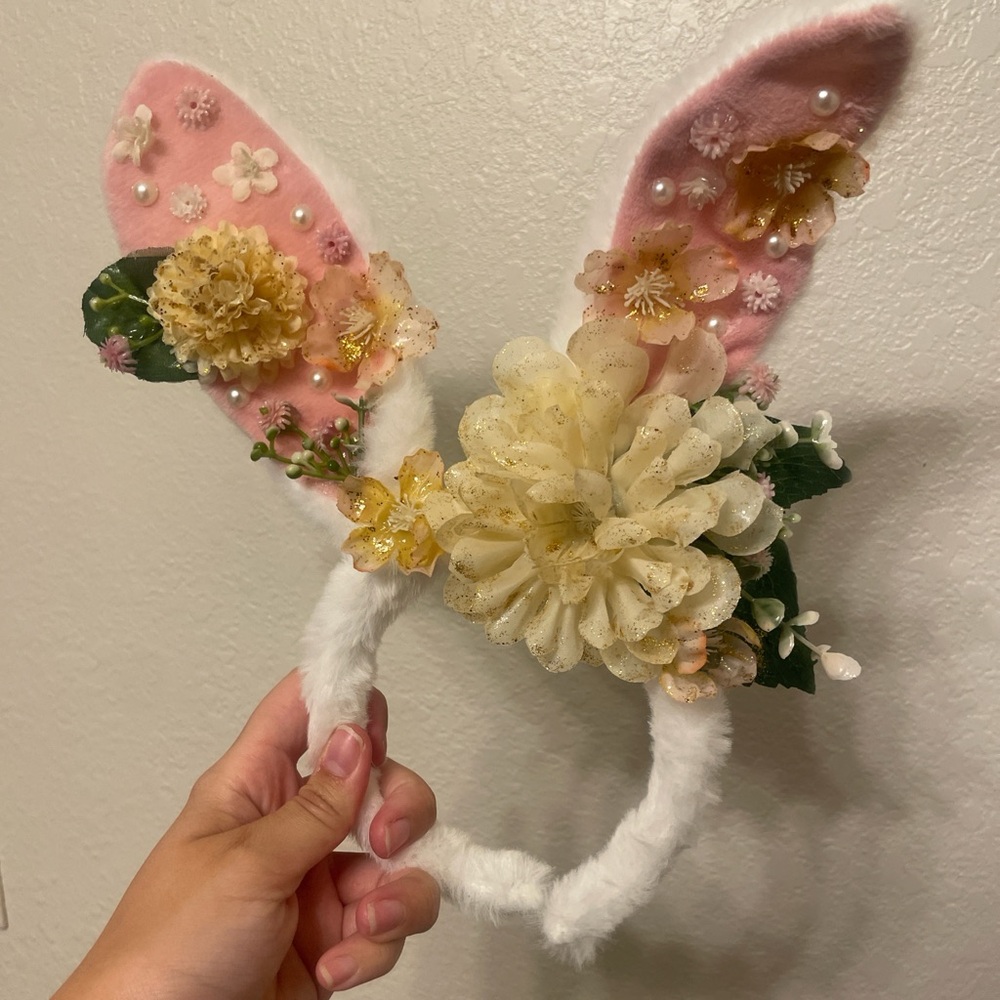 Floral  Easter Ears / Bunny Ear Headband